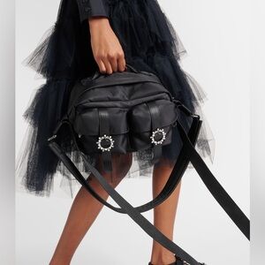 Simone Rocha Classic Crossbody Bag W/ Buckle & pearls and brooch accents